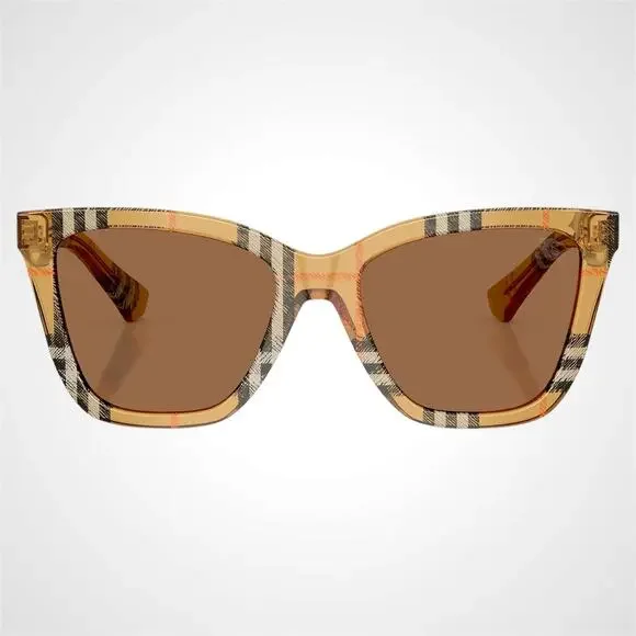 New Burberry Sunglasses Brown Check Sand Brown Lens Classic 54-18-140 BURBERRY - Picture 2 of 7
